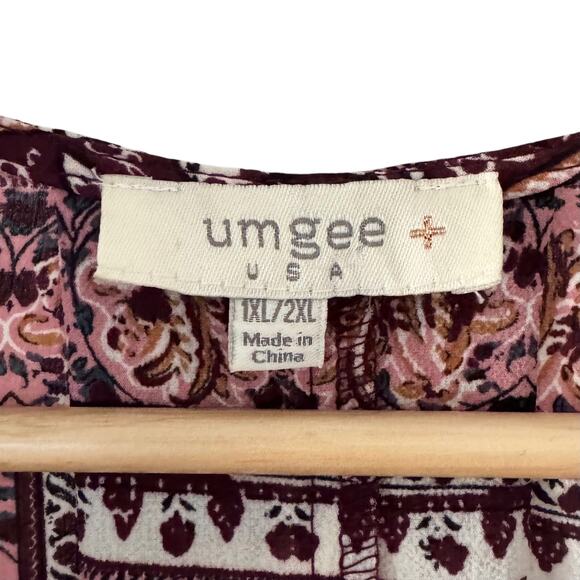 Umgee Mix Block Print Boho Patchwork Open Front Kimono Duster Plus Size 1XL/2XL - Picture 5 of 6